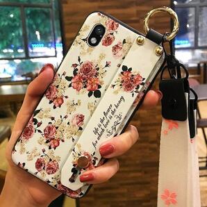 Xperia ACE III ケース バンド付 ストラップ付 小さな花