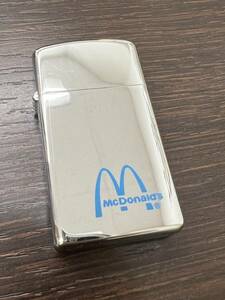 #5214E　貴重　ZIPPO マクドナルド　McDonald's　ジッポ　ジッポー オイルライター　青色　コレクター所蔵品　お宝　スリム