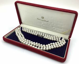 MIKIMOTO Mikimoto pearl long necklace total length approximately 118cmbook@ pearl white group silver metal fittings Vintage accessory case attaching diameter approximately 7mm