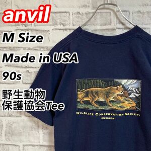 レアアニマルTee★90s USA製 Tシャツ 野生動物保護協会 ライオン vintage アニマル USA アメリカ 古着