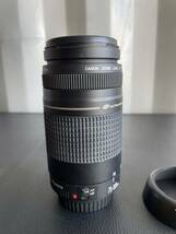 中古品☆レンズ CANON キャノン ZOOM LENS ズーム レンズ EF 75-300mm 1:4-5.6 Ⅱ φ58mm EW-60C フード付 動作未確認 カバー付き カビあり_画像3