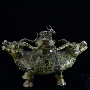 旧藏 青銅器 中国西周時代の青銅牛尊です 時代物 中國古美術 極細工 置物 賞物 唐物 古美術品 收藏品 DYW93