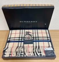 【BURBERRY LONDON バーバリー ひざ掛け ウールひざ掛け】 ブランド/チェック/ベージュ/メンズ/レディース/T65-236_画像1