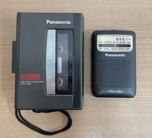 【Panasonic カセットレコーダー RQ-L306 ・ RF-H03 ラジカセ2点セット♪】ポケットラジオ/AM FM/レトロ/A64-345