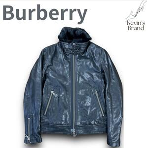  превосходный товар редкий L размер BURBERRY BLACK LABEL Burberry Black Label байкерская куртка овечья кожа довольно большой кожаный жакет мех 