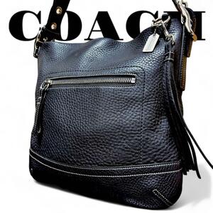  ultimate beautiful goods COACH Coach leather black black shoulder bag 1427