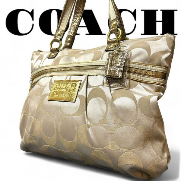 COACH レディース トートバッグ 肩掛け シグネチャー ベージュ 15316