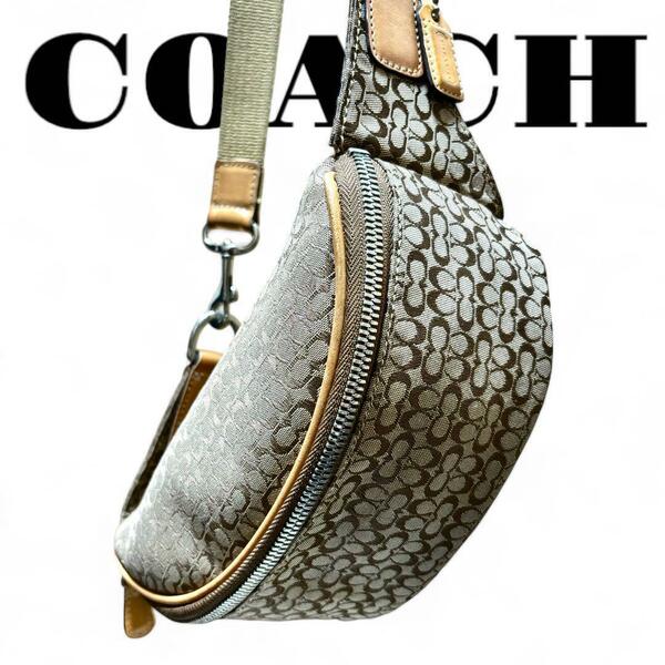 レディース COACH ウエストポーチ シグネチャー ベージュ