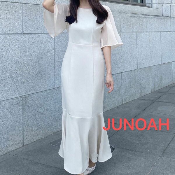 JUNOAH ジュノア シアースリーブマーメイドワンピース ワンピース　上品 ドレス 韓国 シアー