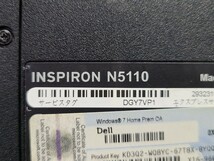 【ジャンク品】管1B120 DELL INSPIRON N5110 CPU core i7-2630QM HDD無し、メモリー4GB、バッテリー有り　通電OK _画像9