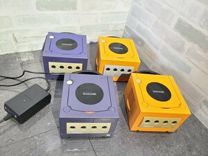 [ junk ] tube 1B221 Nintendo GAMECUBE DOL-001 Game Cube body 4 pcs. set electrification OK operation not yet verification adaptor 1 piece attaching 