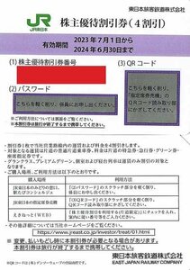 6/30迄 JR東日本 株主優待割引券(1枚で片道4割引) 有効期限2024年6月30日まで 東日本旅客鉄道 郵便84円発送可@SHINJUKU