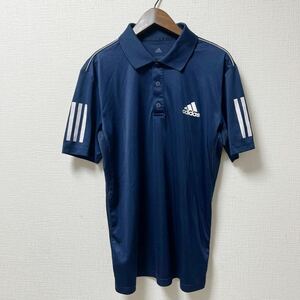 adidas アディダス 半袖 ポロシャツ Lサイズ ネイビー ポリエステル