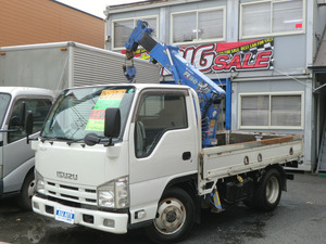 【諸費用コミ】:2011 Isuzu Elf 3.0 フルフラットロー LTD ディーゼル 4WD 2.2t吊り4-stageブーム ラジコ