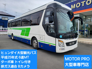 ヒュンダイ大型バス平成25年12月★37人乗り★6速MTターボ車★NOXPM適合★予備検付★エアサス★自動ドア★埼玉発★