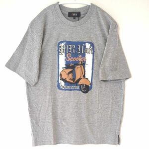 【新品】タグつき　MR.VAN　半袖Tシャツ　メンズ　サイズＬ　グレー　ビッグ絵柄　スクーター　ゆったり　綿　ミスターヴァン　