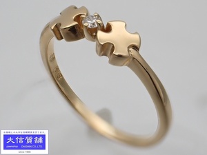 MIKIMOTO Mikimoto K18 желтое золото кольцо с бриллиантом 9 номер 1.8g б/у A+ [ бесплатная доставка ] C-8475