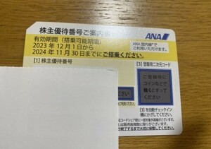 ANA stockholder complimentary ticket 1 sheets have efficacy time limit 2024.11.30| code notification only shipping none 