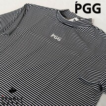 ★新品正規品 PEARLYGATES/PGG MFY超軽量天竺 半袖 モックネック カットソー ＜ボーダー柄＞ size5(L)_画像2