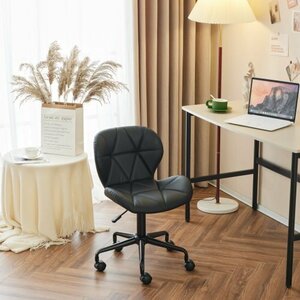  dining chair rotation office desk chair chair personal computer compact pc office work chair 360 times rotation bearing surface going up and down withstand load 150kg Black + PU