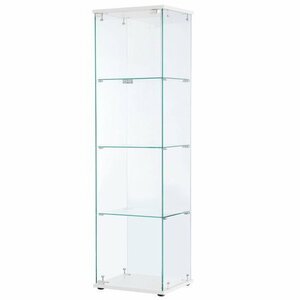 コレクションケース ガラスディスプレイキャビネット フィギュアケース 3段 強化ガラス 全面ガラス 幅42.5×奥行36.5×高さ120cm ホワイト