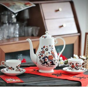 Aynsley エインズレイ　イギリス　洋食器　茶器　コーヒーポット　カップ＆ソーサー　9点セット　鳥柄　花柄　お祝い　プレゼント　