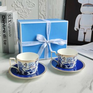 ウェッジウッド wedgwood 　芙蓉　花柄　ティーカップ　ソーサー　2客セット　洋食器 インテリア コーヒーカップ