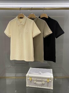 送料無料　Loro Piana　ロロピアーナ　メンズ　ポロシャツ　半袖　刺繍ロゴ　カジュアル　M-3XL　サイズ選択可能　ベージュ　3687