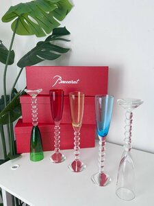バカラ Baccarat MILLE NUITS クリスタルガラス グラス　シャンパングラス　ワイングラス　１点のみ　レッド　箱付き 3762