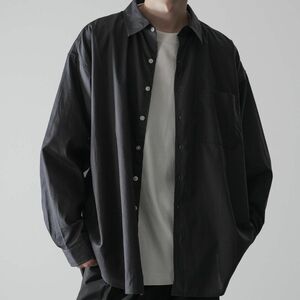 (RUUBON) relax cotton broad shirt リラックスコットンブロードシャツ 黒 ブラック 長袖シャツ