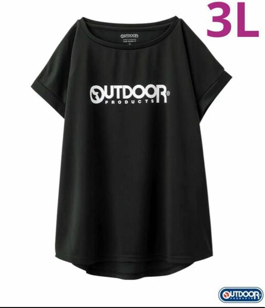 新品☆ アウトドア OUTDOOR レディース メッシュ素材 フレンチスリーブス 黒 ブラック Tシャツ（3Lサイズ）