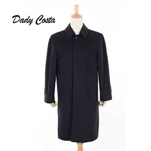 A5431/美品 秋冬 DADY COSTA ダディーコスタ カシミヤ100% 比翼 無地 ロング バルマカーン ステンカラーコート165 92A4 黒/メンズ スーツ用