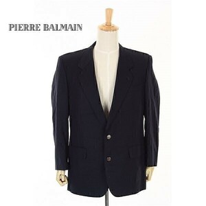 A4809/極美品 秋冬 総裏 PIERRE BALMAIN ピエールバルマン POLICARPO ウール カシミヤ テーラード シングル2Bジャケット M程 濃紺/メンズ