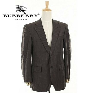 A4374/美品 秋冬 総裏 BURBERRY LONDON バーバリーロンドン ウール ストライプ テーラード シングル2Bジャケット 180 A7 茶/日本製 メンズ