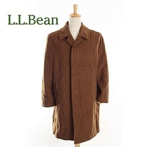 A4738/極美品 秋冬 L.L.Bean エルエルビーン windstopper ウール 無地 比翼 ロング チェスター ステンカラーコート L程 茶/メンズ ビジネス