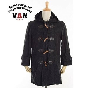 A4739/ Vintage подлинная вещь прекрасный товар осень-зима VAN JACKET BOYS шерсть melt n стиль кнопка колени длина капот полупальто "даффл коут" BM чёрный / Kids мужской 