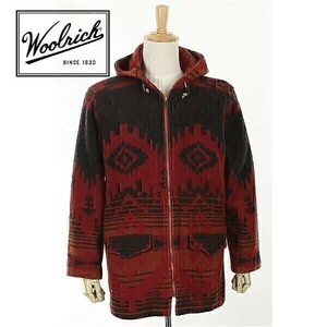 A4411/極美品 秋冬 WOOLRICH ウールリッチ ウール 起毛 ネイティブ柄 民族 ジップアップ パーカー ジャケット M 赤/USA製 メンズ ブルゾン