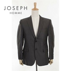 A4290/極美品 秋冬 総裏 JOSEPH HOMME ジョセフオム 光沢 ウール シルク ストライプ テーラード シングル2Bジャケット46黒/メンズ スーツ用