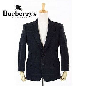 A5391/美品 総裏 秋冬 Burberry バーバリー ウール ツイード チェック テーラード シングル2Bジャケット 170 A5 ダークグレー/メンズ