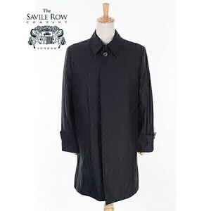 A4968/未使用品 秋冬 Savile Row サヴィルロウ Thinsulate ウール シルク ストライプ ライナー着脱 ロング ステンカラーコートL灰色/メンズ