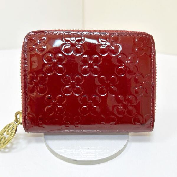 ★COACH コーチ チェルシー コインケース★ 小銭入れ ラウンドジップ エナメル ロゴ刻印 ボルドー 【USED】 0509-L1