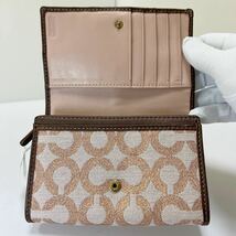 未使用-展示品-タグ付き☆ ◆COACH コーチ オプアート 42458◆ 折り財布　キャンバス×レザー　L字ファスナー小銭入れ 【送料無料】0514_画像7