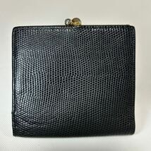 ◆Ferragamo フェラガモ ヴァラリボン◆ 折り財布　リザード　がま口　小銭入れ有　ブラック　MADE IN ITALY 【USED】1122_画像2