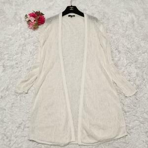  rare alpaca .*Theory theory knitted cardigan long height mesh braided .. feeling lady's casual high class rare white S size 