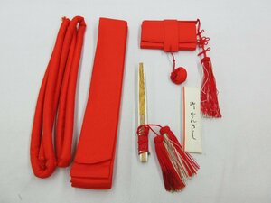 cherry*y7640ym* Japanese clothes bride. small articles special collection * wedding ..( box seko) set * red series * circle .. flyer can .. obi [ secondhand goods / silk ]