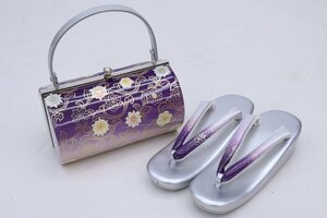 cherry*z2581pz*. bargain * long-sleeved kimono for zori bag set * purple series * graduation ceremony coming-of-age ceremony hakama ... sleeve two shaku sleeve . earth production [ secondhand goods ]