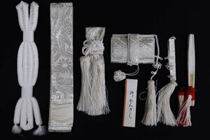 cherry*z3023ym* Japanese clothes bride. small articles special collection * wedding ..( box seko) set * white x silver series phoenix * circle .. flyer can .. obi [ secondhand goods / silk ]