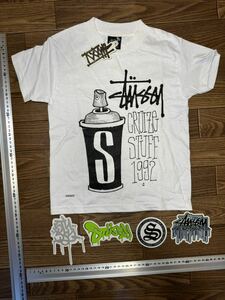 STUSSY 非売品BABYキッズスプレーTカレンダーTee(S)(白)ステッカーSET 当時モノ OLD オールド ステューシー ￥1 フォト限定ノベルティnigo 