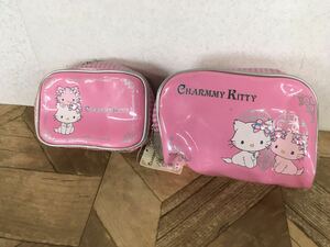 N 雑貨3】CHARMMY KITTY チャーミーキティ エナメル ポーチ 2種セット リップポーチ U字ポーチ 可愛い コレクション ハローキティ 現状