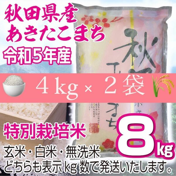 農家直送 秋田県産 令和5年 あきたこまち 8kg 特別栽培米 秋田小町